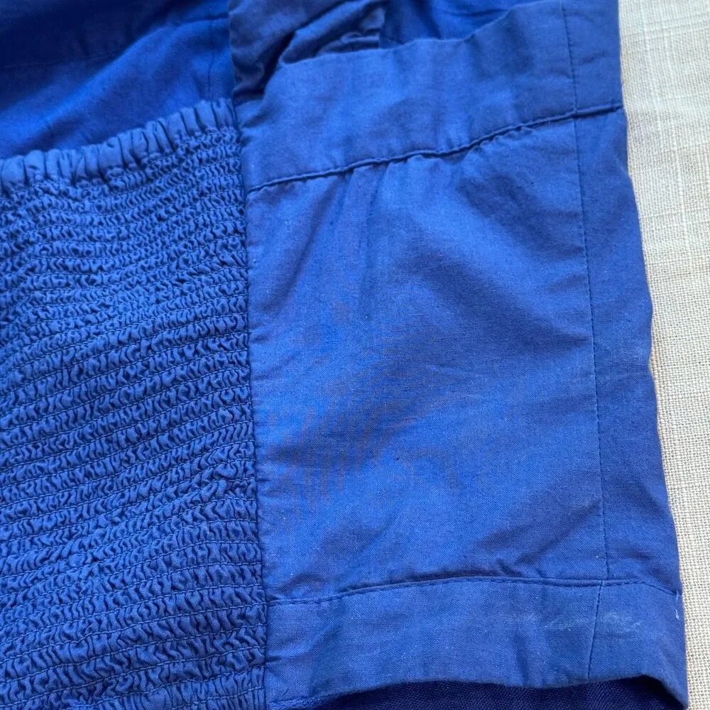Free People Tank Top Women's M Royal Blue Cropped Cotton Scrunch Strap Top